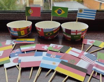 Qatar World Cup 2022 Printable | Cupcake Wrappers & Toppers Flags Decoration