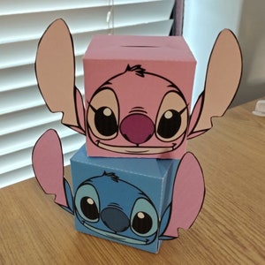 Scatole regalo a cubo stampabili Stitch & Angel - Download immediato
