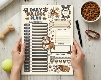 Bulldog Daily Planner Printable | Dog Care Schedule (PDF, PNG, JPG)