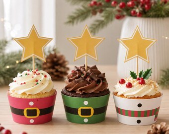 Christmas Decor Printable | Cupcake Wrappers and Toppers