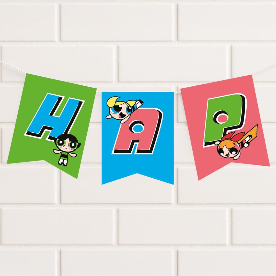 Puff Banner Powerpuff Girls Birthday Banner | Colorful Printable Party Decoration ...