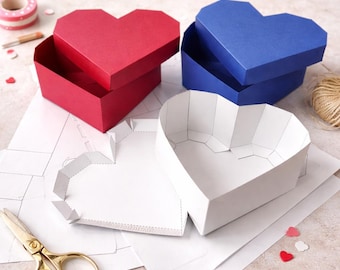 Heart Shaped Gift Box Template Printable | DIY Valentine Gift Box | Paper Craft Box PDF | Instant Download