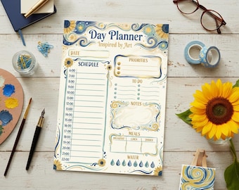 Art Inspired Daily Planner Printable | Letter Size 21x28 cm | Creative Daily Planner PDF | Artistic Printable Planner