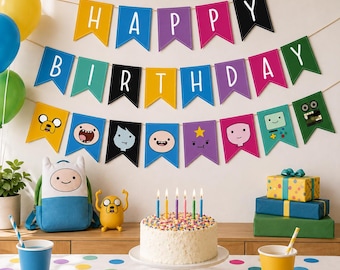 Adventure Time Birthday Banner: Colorful Party Decoration (PDF Download)