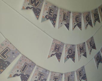 Welcome Home Little One Banner – Printable Baby Arrival Decoration | Pastel Nursery Banner | Digital Download