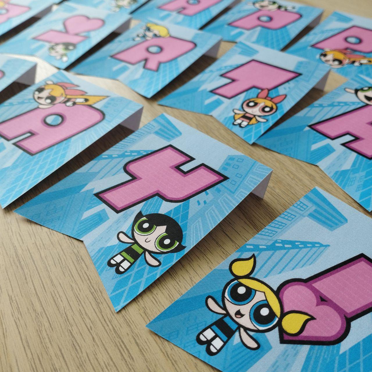 Puff Banner Powerpuff Girls Birthday Banner: Printable Cartoon Party Decoration ...
