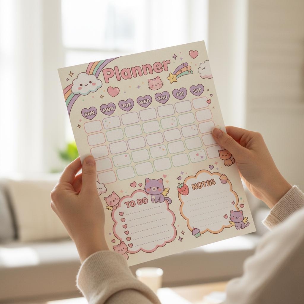 Kawaii Weekly Planner Printable | Cute Pastel Planner Page | Weekly ...