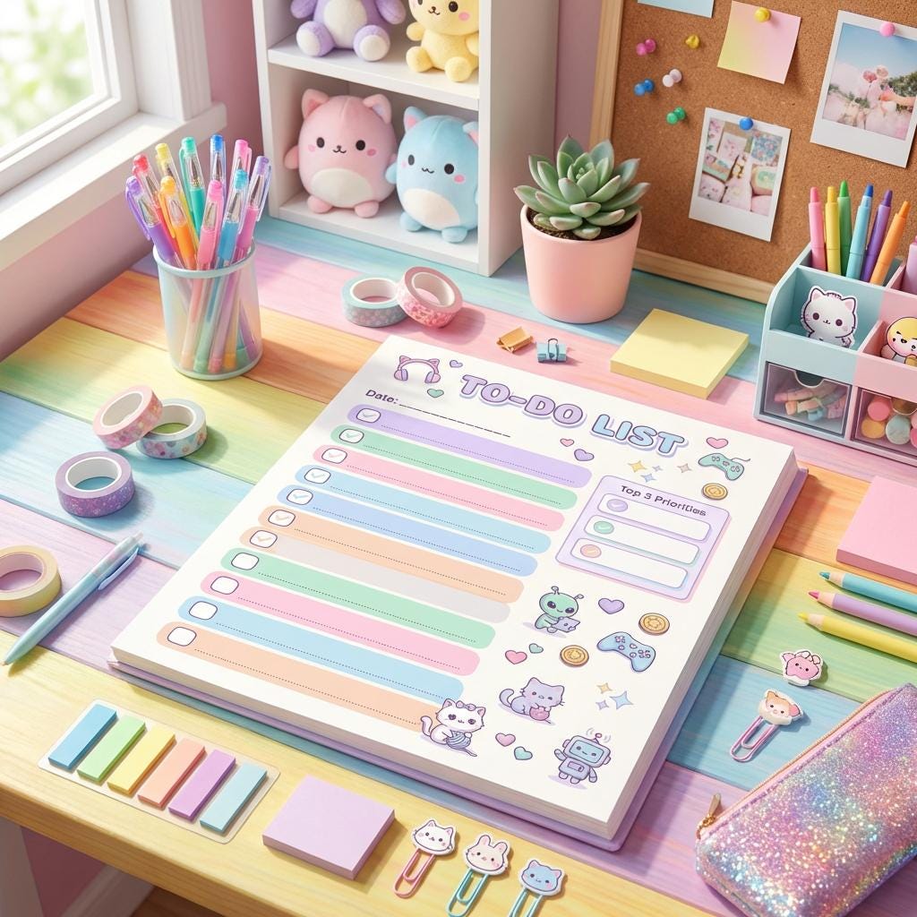 Kawaii To-do List Printable | Pastel Gamer Planner (PDF, JPG, PNG Files ...