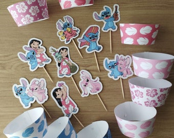 Lilo Stitch Angel Party Printable | Cupcake Wrappers Digital - PDF Download