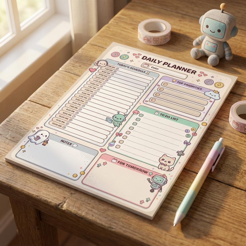 Kawaii Gamer Daily Planner | Pastel Printable Schedule (PDF, JPG, PNG ...