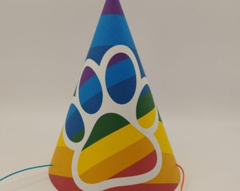Paw Party Rainbow Birthday Hat | Digital Download