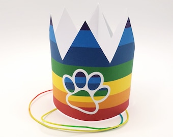 Paw Party Colorful Crown | Printable Pet Birthday Crown  Digital Download