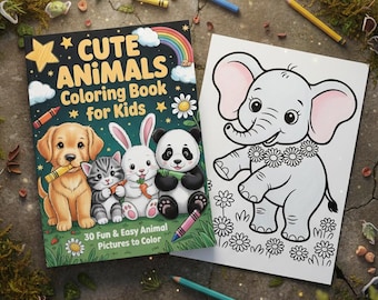 Animal Coloring Book for Kids | 30 Adorable Baby Animal Pages