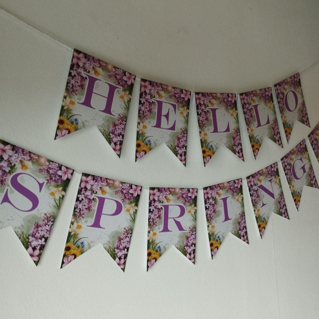 Floral "hello Spring!" Printable Banner (digital Product) - Etsy
