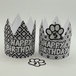 Birthday Party Crown | Dog Birthday Party Instant Download Cat Party Decor Boy & Girl Crown Paw