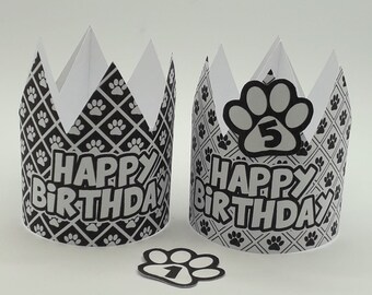 Paw Party Black & White Crown | Digital Product