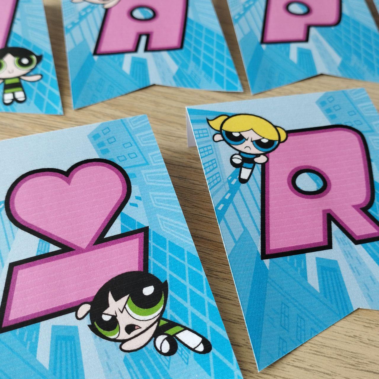 Puff Banner Powerpuff Girls Birthday Banner: Printable Cartoon Party Decoration ...