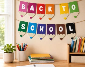 Back to School Pencil Banner: Classroom Decor Printable (Two Sizes PDF)