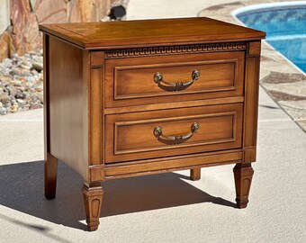 Vintage Traditional Cherry Two Drawer Nightstand