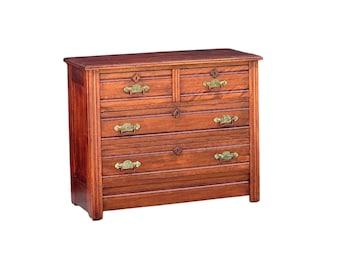 Antique 1830s Four Drawer American Empire Solid Maple Wood Chest
