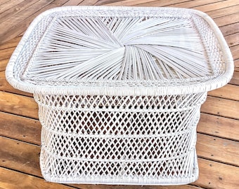 Vintage Handmade Wicker Rattan Coffee Table
