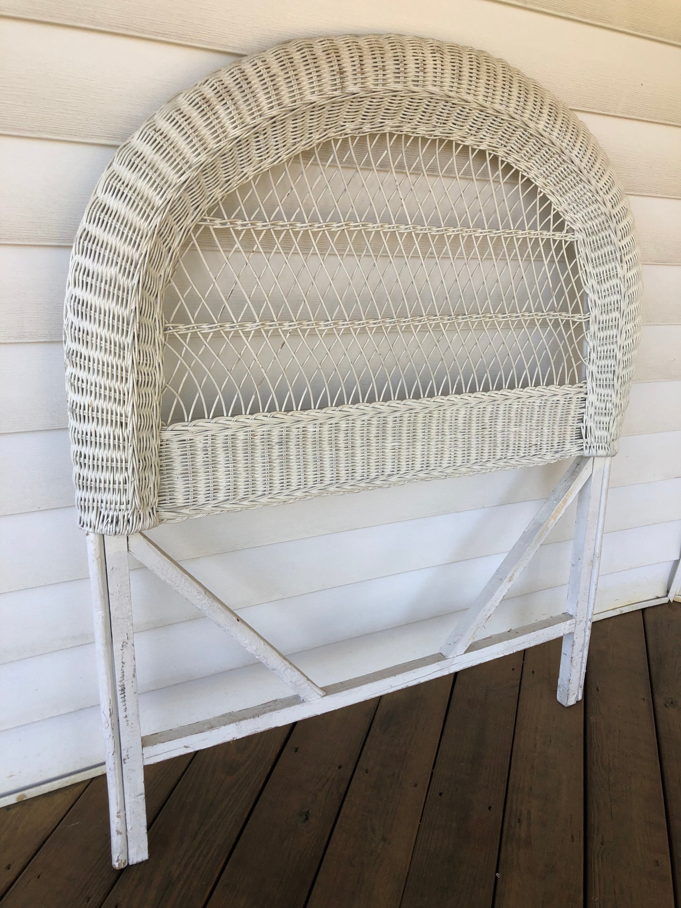 Vintage White Wicker Twin Headboard Etsy
