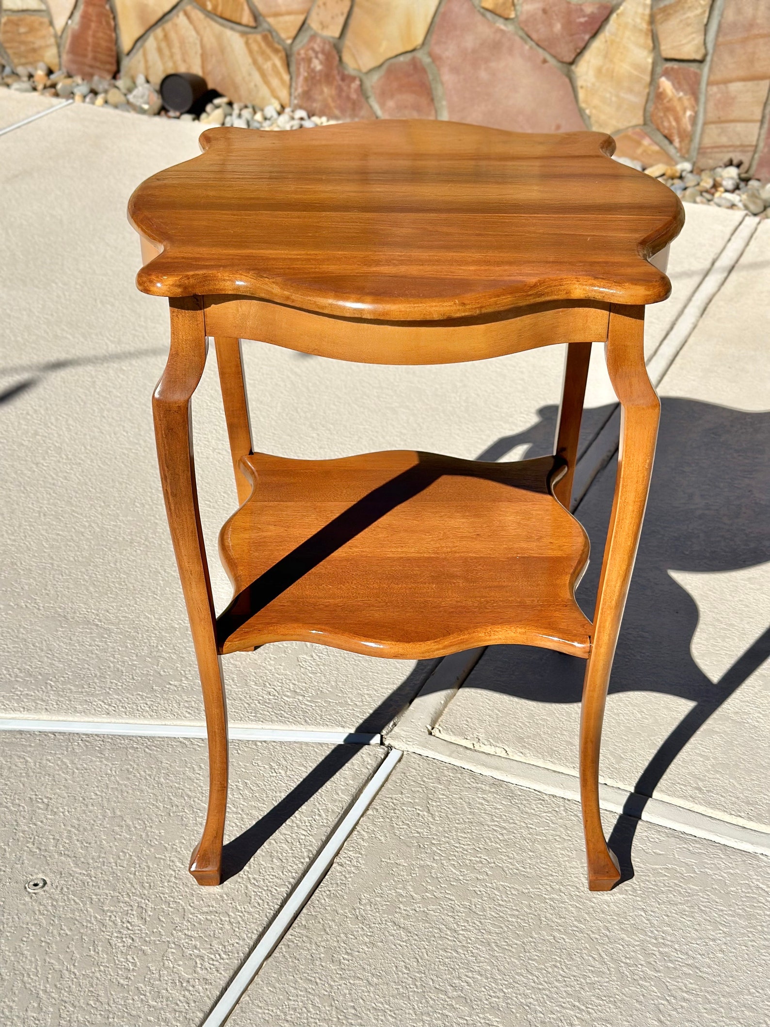 Vintage Solid Cherry Wood Tall French Accent Table - Etsy