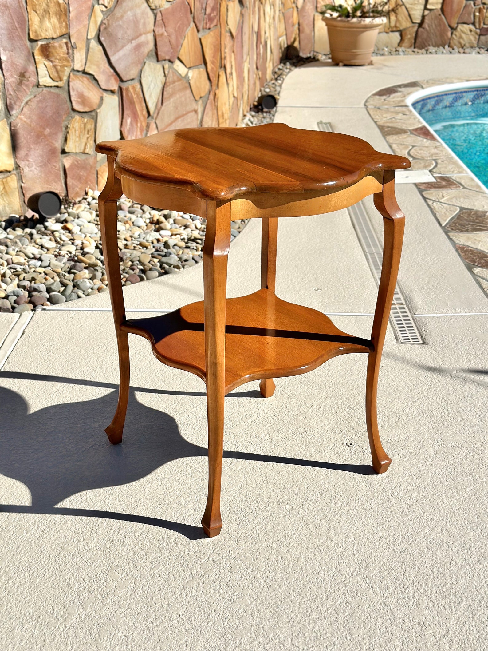 Vintage Solid Cherry Wood Tall French Accent Table - Etsy