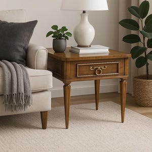 Vintage Solid Wood Single Drawer Side Table