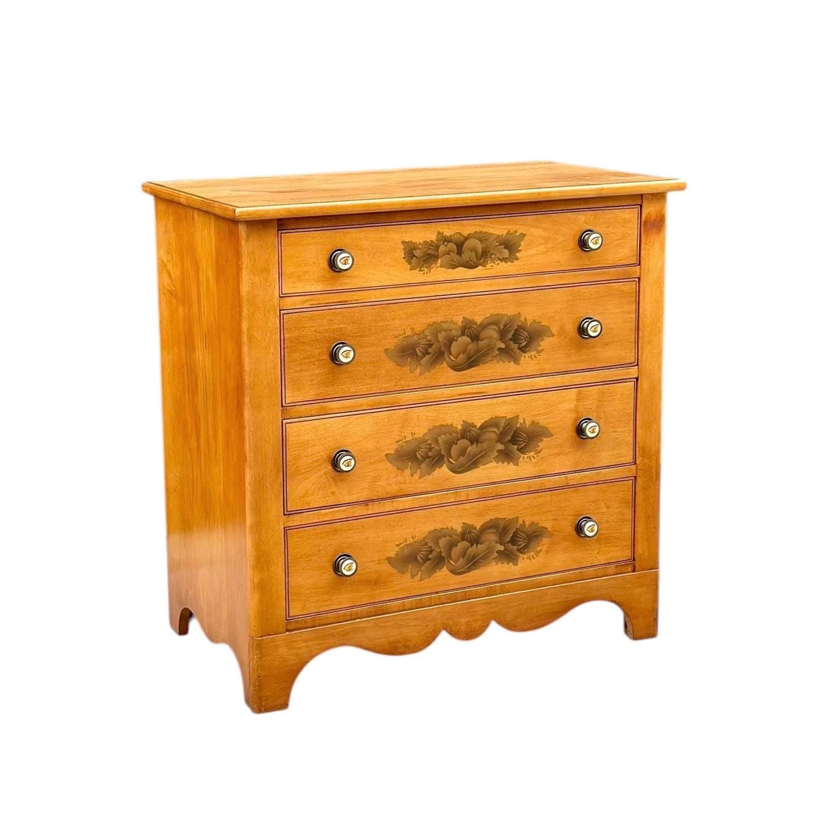 Vintage L. Hitchcock Tiger Maple Chest of Drawers