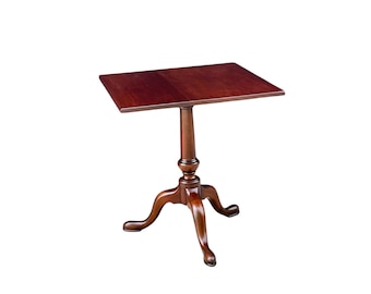 Vintage 1950s Solid Mahogany Wood Queen Anne Pedestal Square Side Table