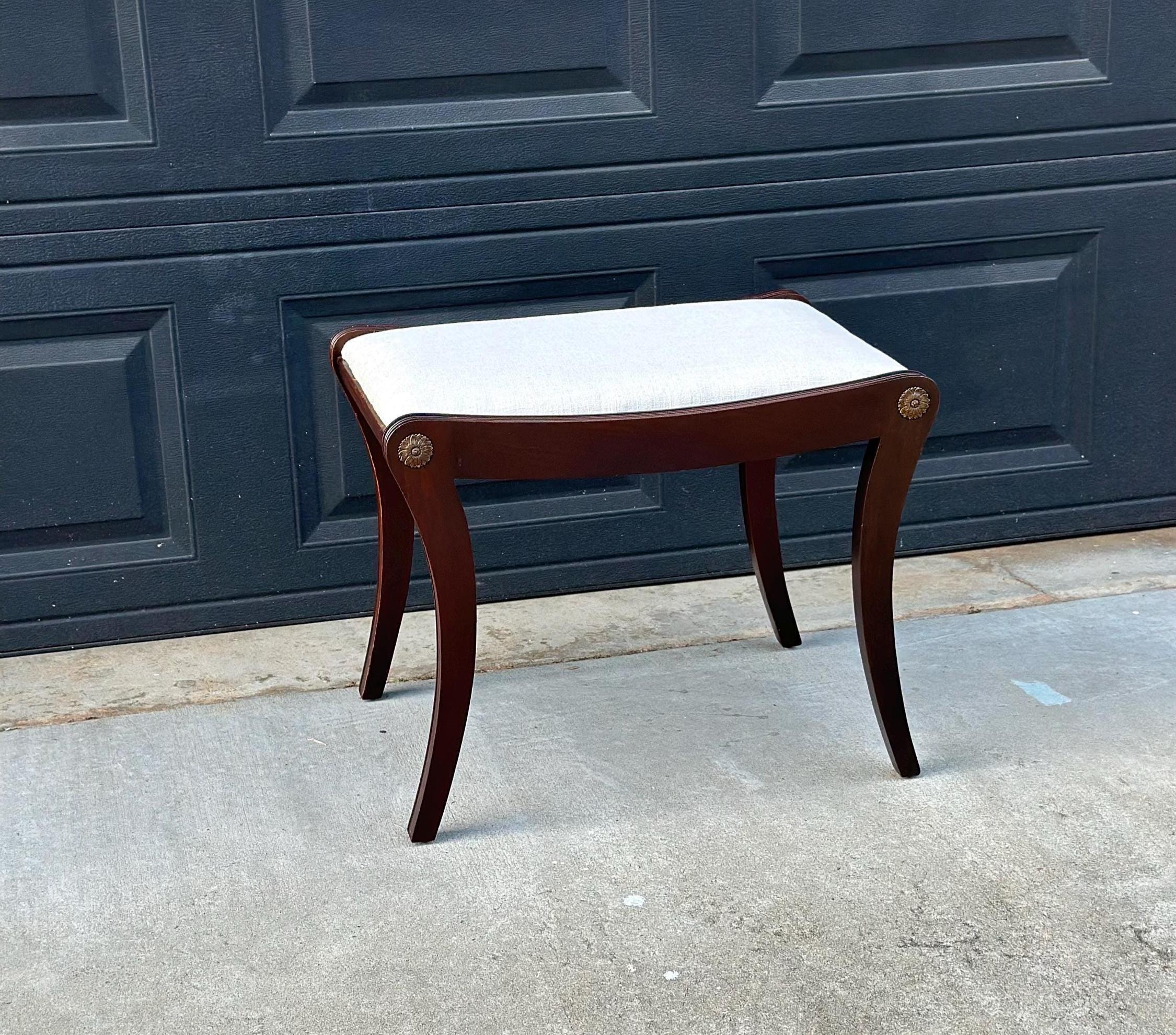 Antique Early 1900's Solid Wood Upholstered Fabric Stool - Etsy