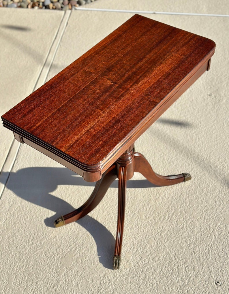 Antique Solid Mahogany Flip Top Game Console Table Etsy