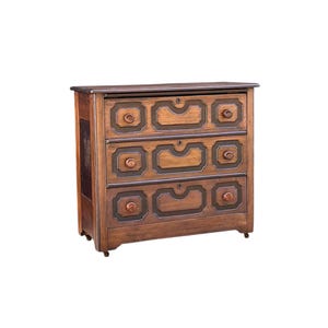 Antique 1870s Solid Walnut Wood Early Eastlake Chest with Turned Knobs on Casters