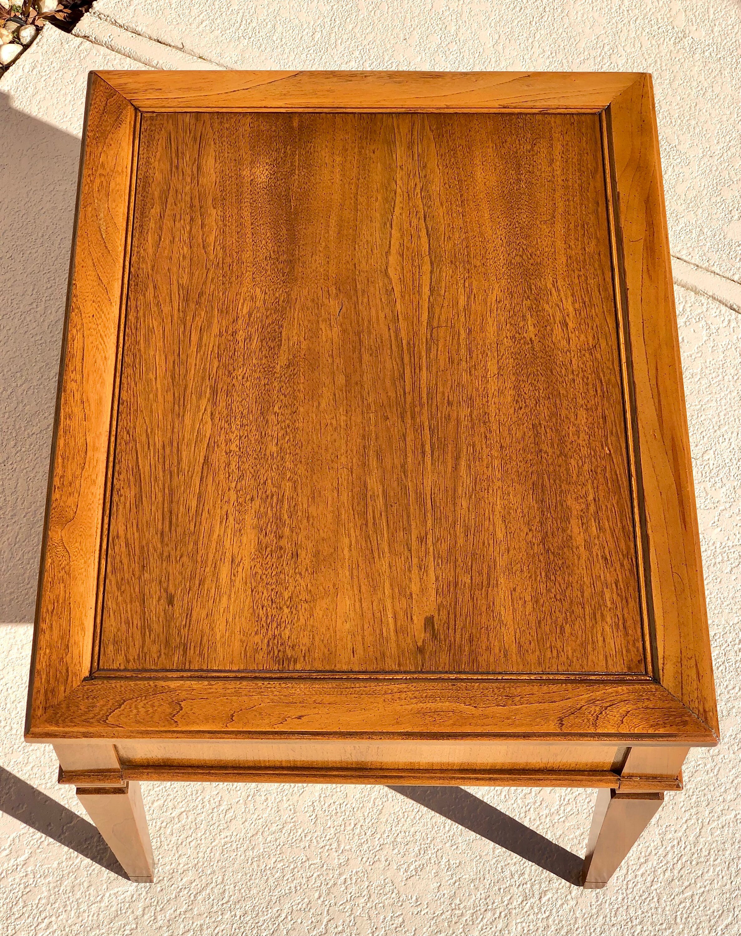Vintage Solid Wood Mid Century End Table With Drawer Etsy