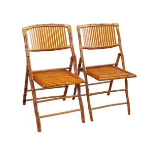 Vintage Authentic Bamboo Folding Chairs - a Pair