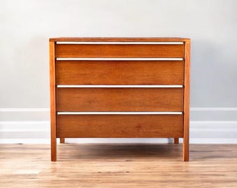 Vintage 1970's Walnut Four Drawer Grand Rapids Dresser