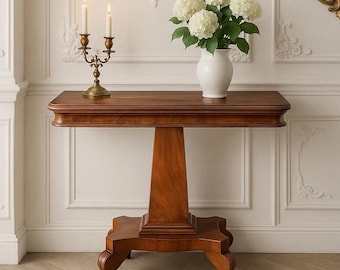 Antique Mid 1800's Mahogany Wood Accent Table on Casters