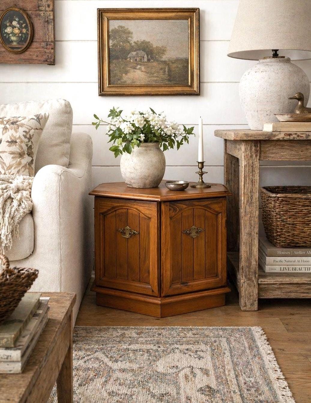 Vintage Hexagon Cabinet Table - Etsy