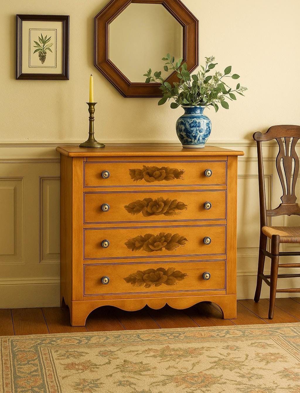 Vintage L. Hitchcock Solid Wood 4 Drawer Maple Chest - Etsy