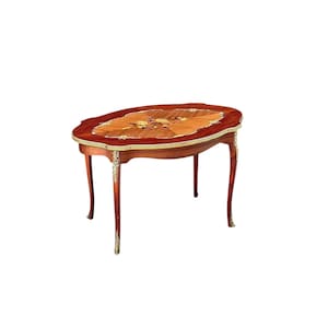 Antique 1920&#39;s Louis XV Ormolu Marquetry Spanish Tiger Maple Coffee Table