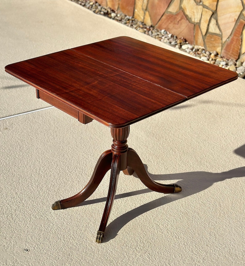 Antique Solid Mahogany Flip Top Game Console Table Etsy