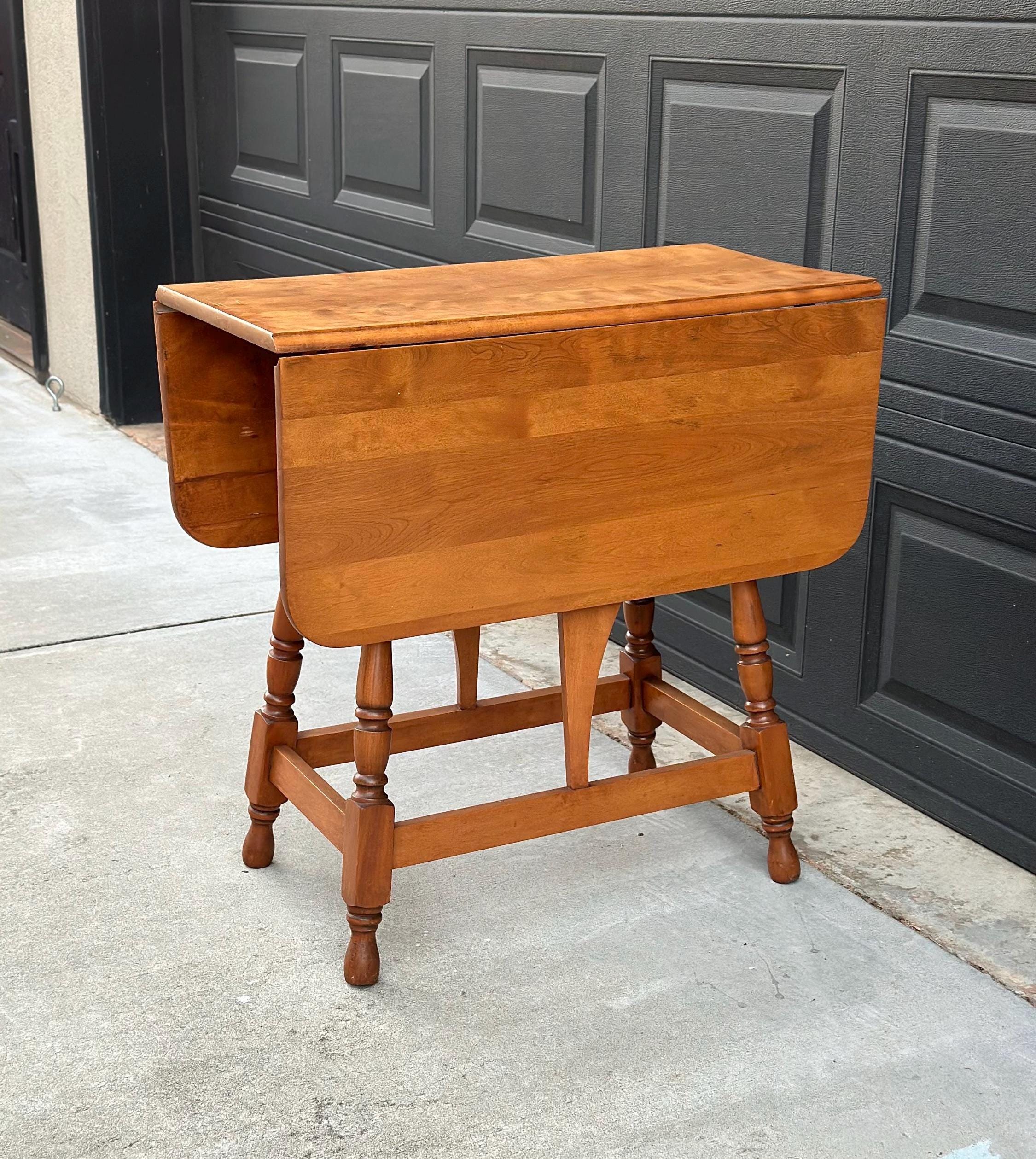 Vintage 1940's Solid Maple Wood Early American Drop Leaf Dining Table ...