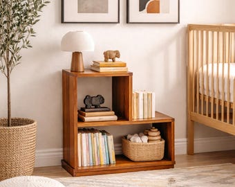 Vintage Mid 1900's Solid Cedar Wood Mid Mod Bookshelf Small Side Table