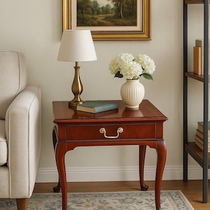 Vintage Hickory Chair Mahogany Single Drawer Side Table