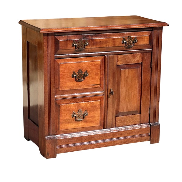 Antique Maple Washstand Solid Wood Storage Cabinet