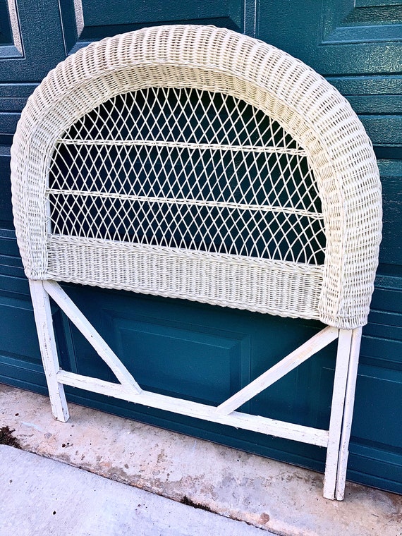 White Wicker Twin Headboard Etsy