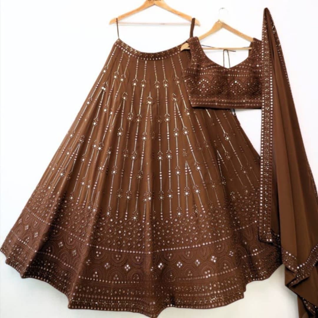 Brown Cotton Lehenga Choli main image 1