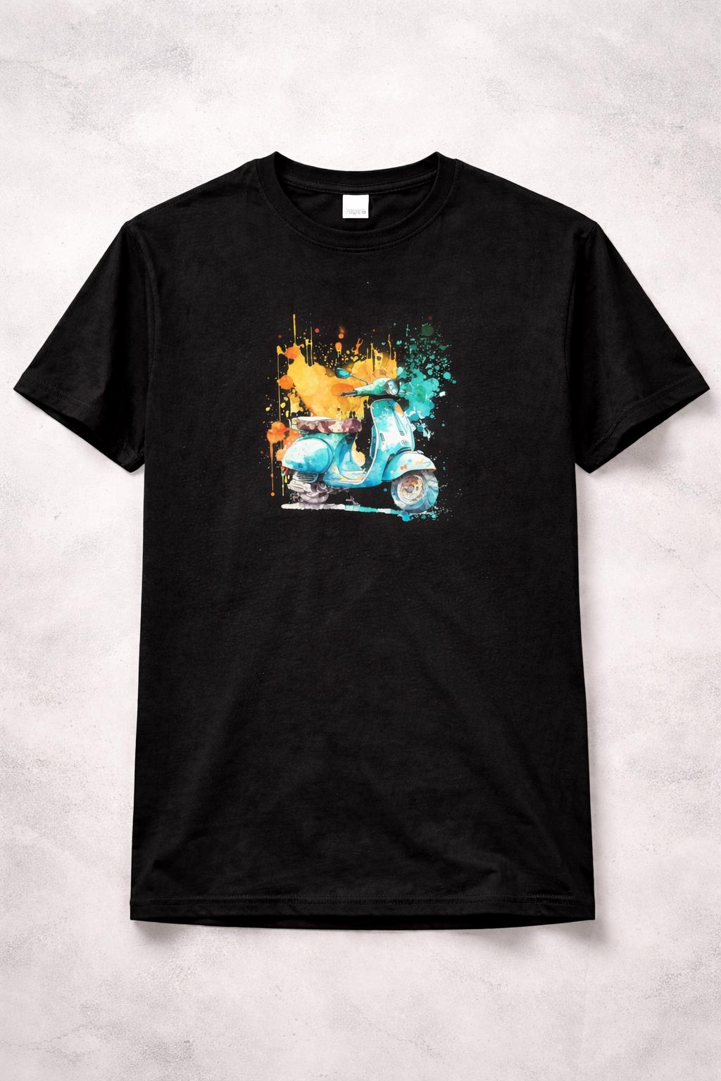 T-shirt scooter vintage | T-shirt scooter style italien rétro | T-shirt scooter couleur splash | Cadeau pour les passionnés de scooters Vespa