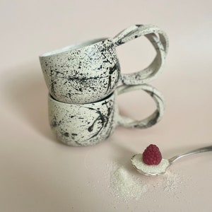 A Speckled Splatter Ceramic Mug, Entangled Handle, 8 or 9 oz, Handmade image 2